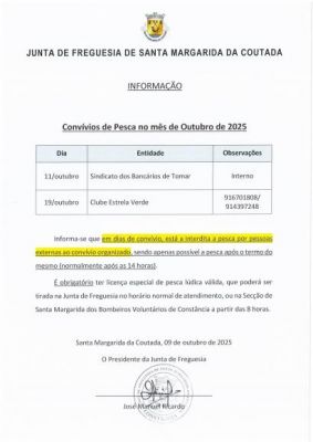 Convívios de pesca do mês de Outubro