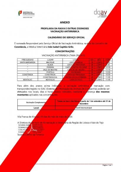 Campanha de vacina&ccedil;&atilde;o antirr&aacute;bica - Calend&aacute;rio