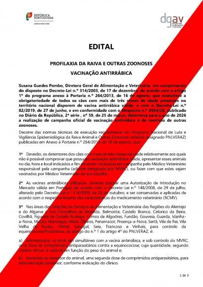Campanha de Vacina&ccedil;&atilde;o antirr&aacute;bica - Informa&ccedil;&otilde;es importantes