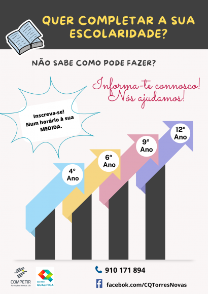 Quer completar a sua escolaridade e n&atilde;o sabe como fazer? Contacte-nos!