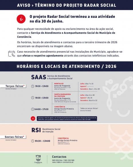 SAAS (Servi&ccedil;o de Atendimento e Acompanhamento Social) Calend&aacute;rio do 3&ordm; Trimestre