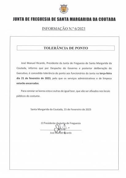 Tolerância de Ponto - Informação