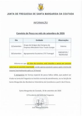 INFORMA&Ccedil;&Atilde;O  Conv&iacute;vio de Pesca no m&ecirc;s de setembro de 2026.